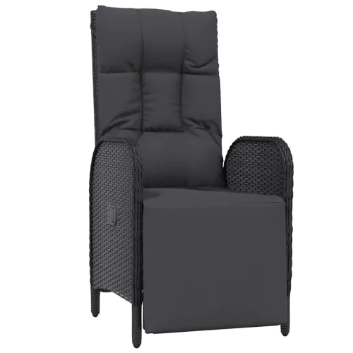  Kert étkező szett párnával 7 pcs Fekete polirattan