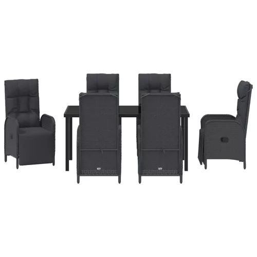  Kert étkező szett párnával 7 pcs Fekete polirattan