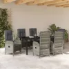  Kert étkező szett párnával 7 pcs Szürke polirattan