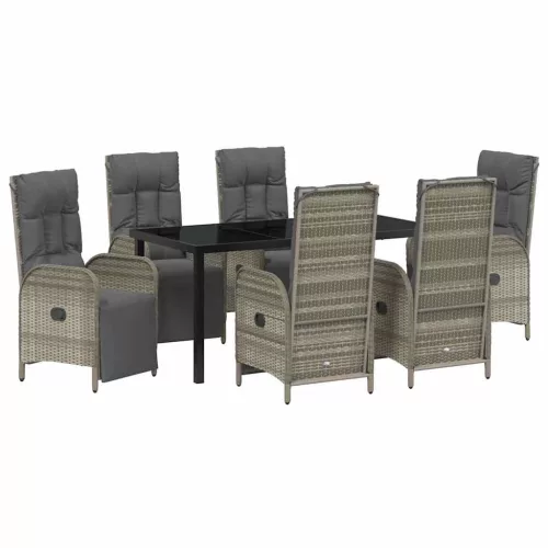  Kert étkező szett párnával 7 pcs Szürke polirattan