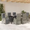  Kert étkező szett párnával 7 pcs Szürke polirattan