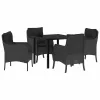  Kert étkező szett párnával 5 pcs Fekete Poli rattan
