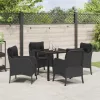  Kert étkező szett párnával 5 pcs Fekete Poli rattan