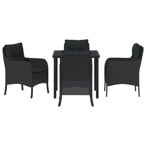  Kert étkező szett párnával 5 pcs Fekete Poli rattan