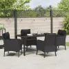  Kert étkező szett párnával 5 pcs Fekete polirattan