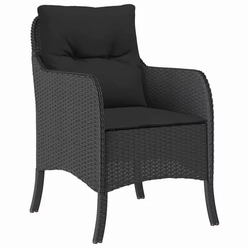  Kert étkező szett párnával 5 pcs Fekete polirattan