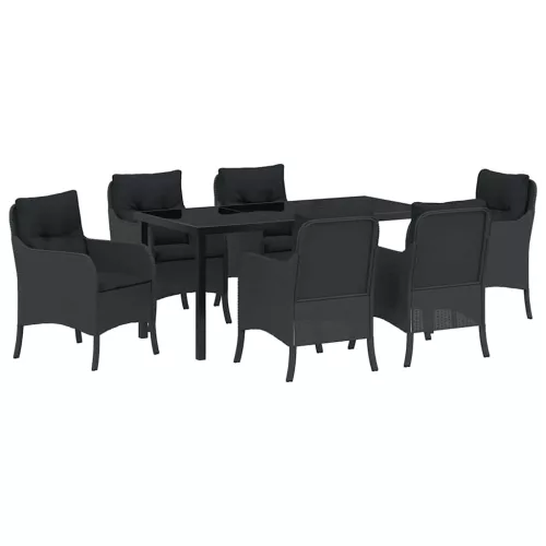  Kert étkező szett párnával 7 pcs Fekete polirattan