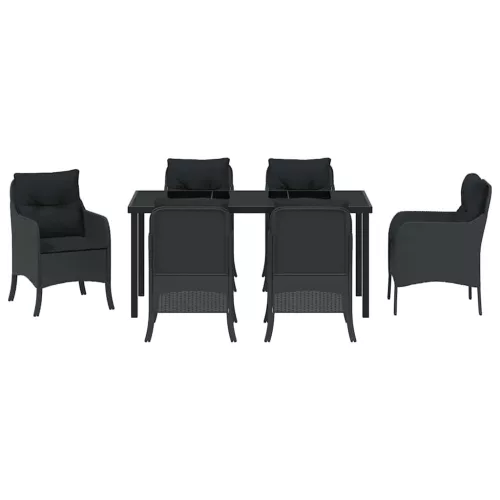  Kert étkező szett párnával 7 pcs Fekete polirattan