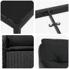  Kert étkező szett párnával 7 pcs Fekete polirattan