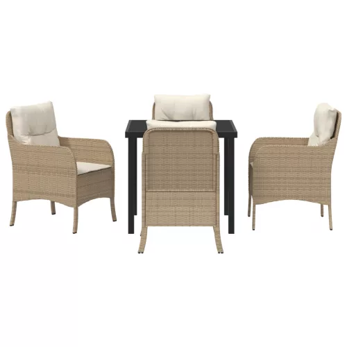  5 darabos Kerti étkező szett párnákkal Bézs poli rattan