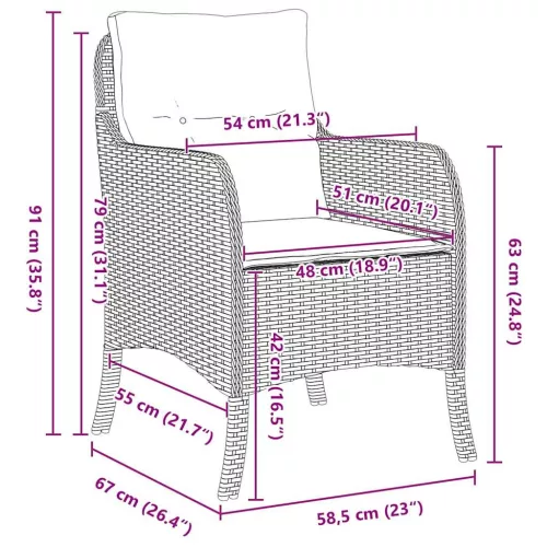  Kert étkező szett párnával 5 pcs Bézs polirattan