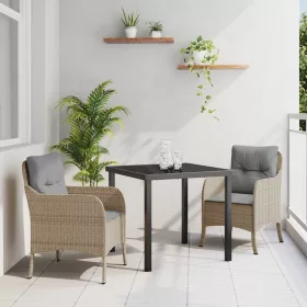  Kert étkező szett párnával 3 pcs Bézs Poli rattan