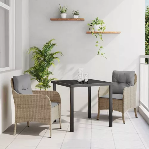  Kert étkező szett párnával 3 pcs Bézs Poli rattan