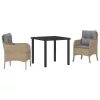  Kert étkező szett párnával 3 pcs Bézs Poli rattan