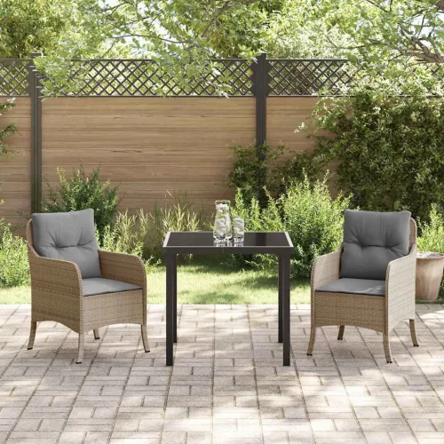  Kert étkező szett párnával 3 pcs Bézs Poli rattan