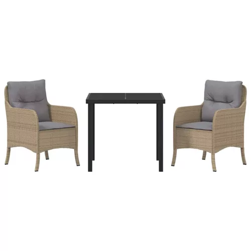  Kert étkező szett párnával 3 pcs Bézs Poli rattan