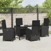  Kert étkező szett párnával 5 pcs Fekete polirattan