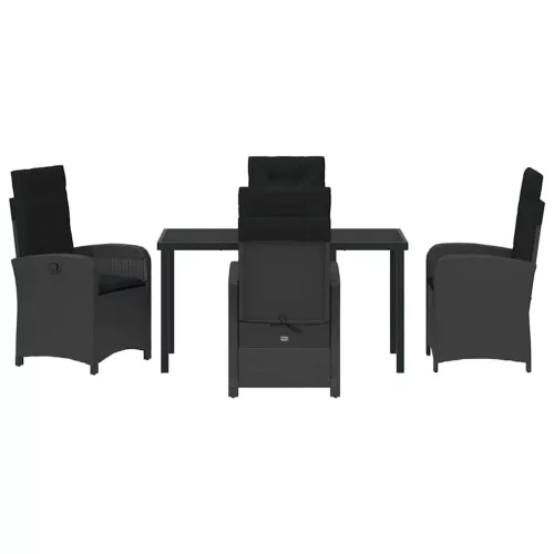  Kert étkező szett párnával 5 pcs Fekete polirattan