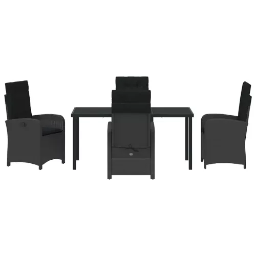  Kert étkező szett párnával 5 pcs Fekete polirattan