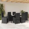 Kert étkező szett párnával 7 pcs Fekete polirattan