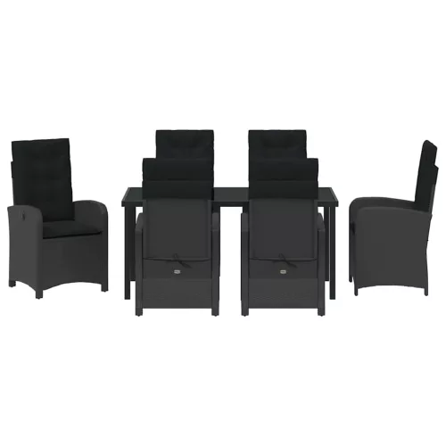  Kert étkező szett párnával 7 pcs Fekete polirattan