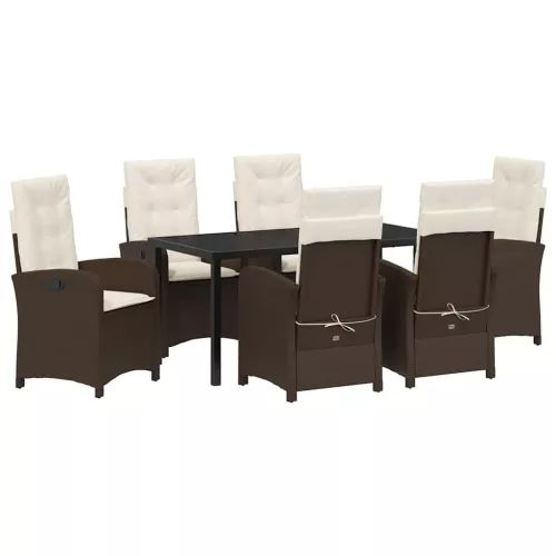  Kert étkező szett párnával 7 pcs Barna polirattan