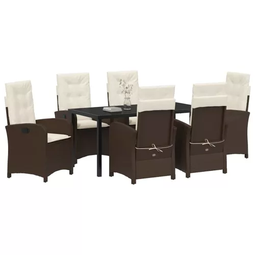  Kert étkező szett párnával 7 pcs Barna polirattan