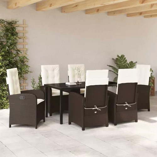  Kert étkező szett párnával 7 pcs Barna polirattan