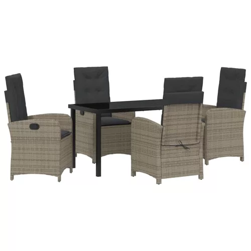  Kert étkező szett párnával 5 pcs Szürke polirattan