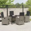  Kert étkező szett párnával 5 pcs Szürke polirattan