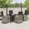  Kert étkező szett párnával 5 pcs Szürke polirattan