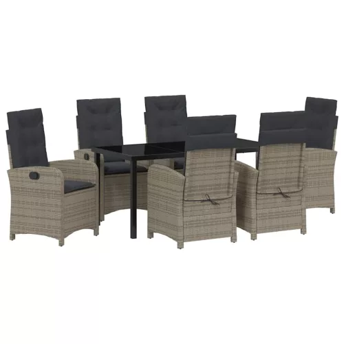  Kert étkező szett párnával 7 pcs Szürke polirattan