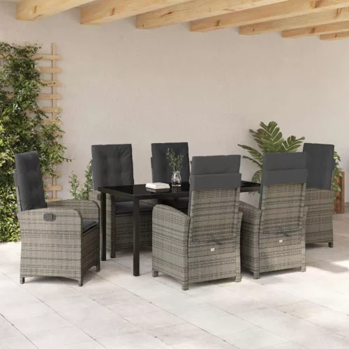  Kert étkező szett párnával 7 pcs Szürke polirattan