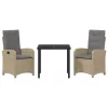  3 darabos kerti étkezőszett párnákkal bézs poly rattan