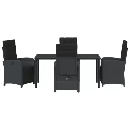 Kert étkező szett párnával 5 pcs Fekete polirattan