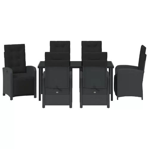  Kert étkező szett párnával 7 pcs Fekete polirattan