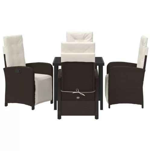  5 darabos kerti étkezőszett párnákkal barna rattan