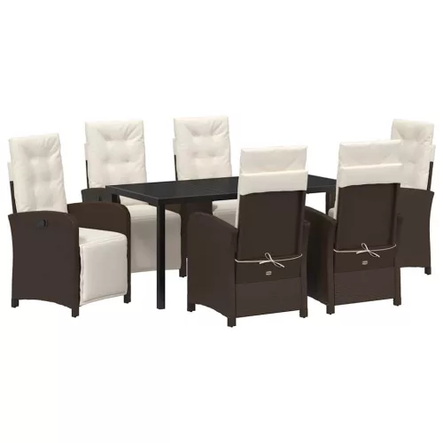  Kert étkező szett párnával 7 pcs Barna polirattan