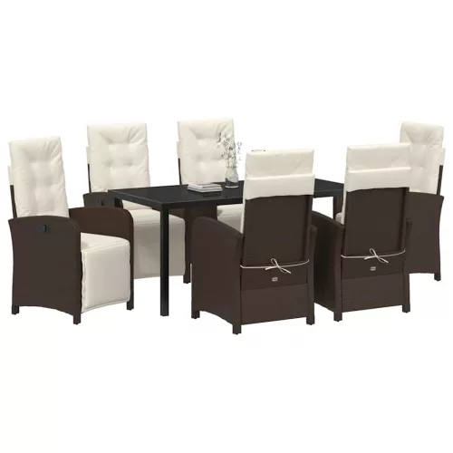  Kert étkező szett párnával 7 pcs Barna polirattan