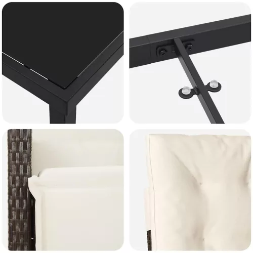 Kert étkező szett párnával 7 pcs Barna polirattan