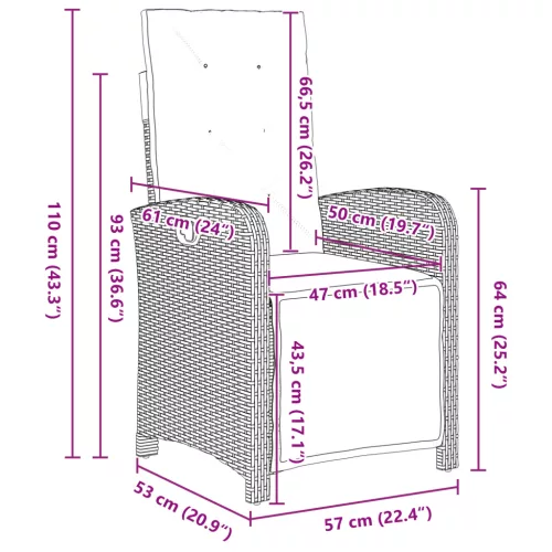  5 Darabos Kerti Étkezőszett Párnákkal Szürke Poli Rattan