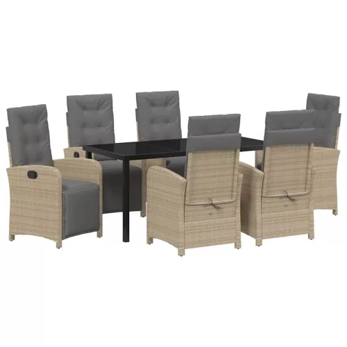  Kert étkező szett párnával 7 pcs Bézs polirattan