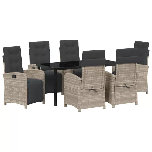  Kert étkező szett párnával 7 pcs Világosszürke polirattan