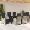  Kert étkező szett párnával 7 pcs Világosszürke polirattan