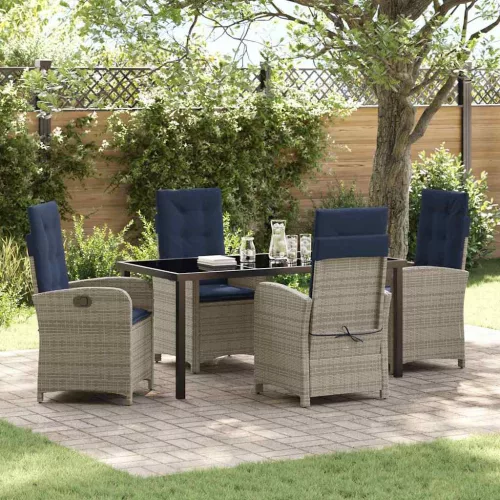 Kert étkező szett párnával 5 pcs Szürke polirattan