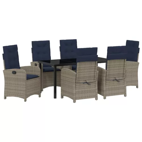  Kert étkező szett párnával 7 pcs Szürke polirattan