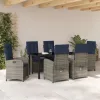  Kert étkező szett párnával 7 pcs Szürke polirattan
