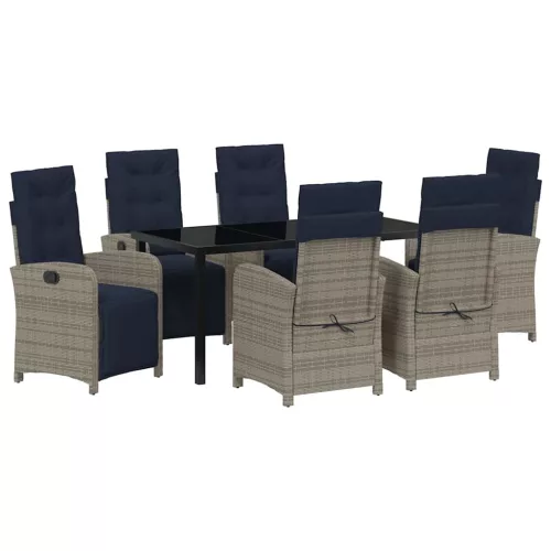  Kert étkező szett párnával 7 pcs Szürke polirattan