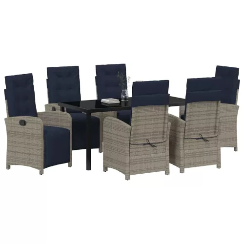 Kert étkező szett párnával 7 pcs Szürke polirattan