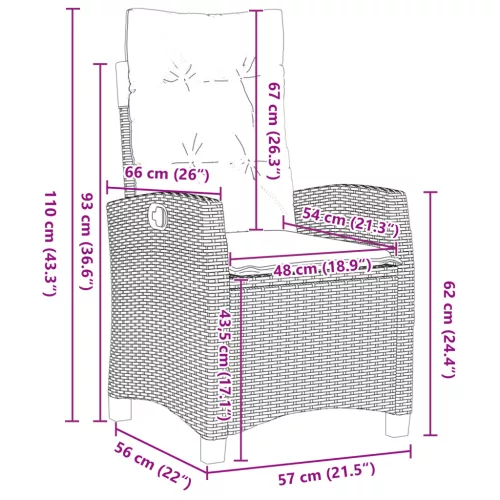  3 Darabos Kerti Étkező Készlet Párnákkal, Fekete Polirattan